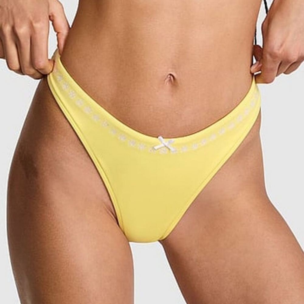 New!Pink x Frankies Bikini Popcorn‎ Yellow Thong Rosemary Itsy Bikini Bottoms